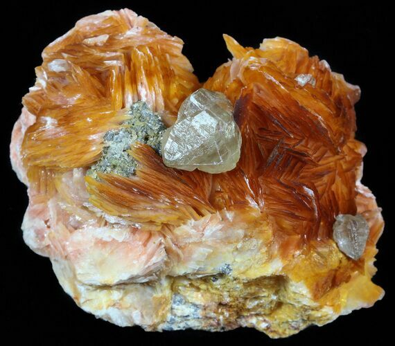 Cerussite Crystals with Orange Bladed Barite - Morocco #51395